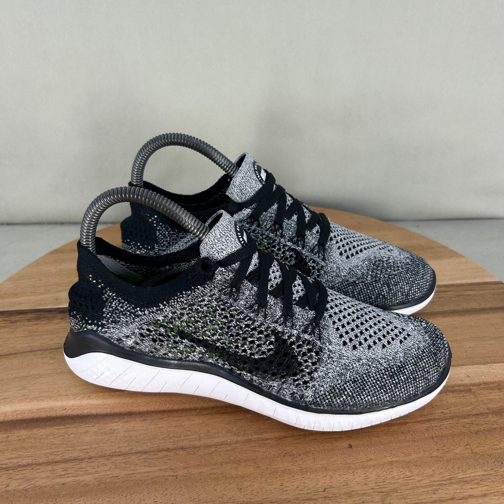 Nike Free RN Flyknit 2018 Oreo Black White Running Shoes 942839-101 Womens 7